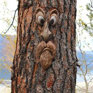 Tree Faces Decor Outdoor, 12 Inch Tree Face Outdoor Statues Old Man Tree Hugger
